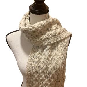 Arancrafts Wool Scarf VNTG, Ireland, 100% Wool Honeycomb Pattern Unisex, 65”x10”